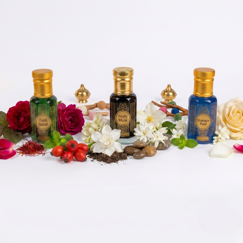 Attar Collection Set,Fasli Gulab, Fruity Musk, Shanaya Pure 3 x 10ml